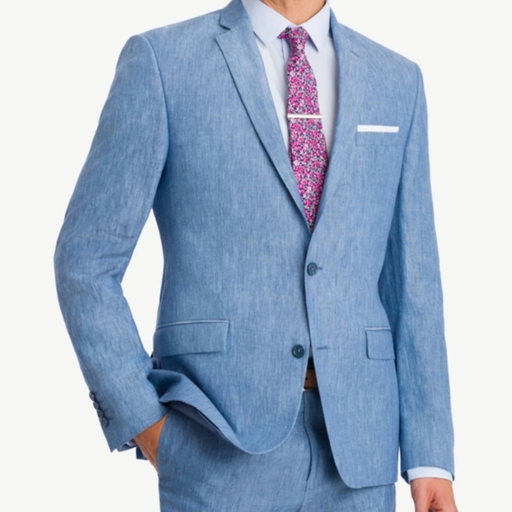 Bar III Mens Light Blue Vest And Suite Jacket